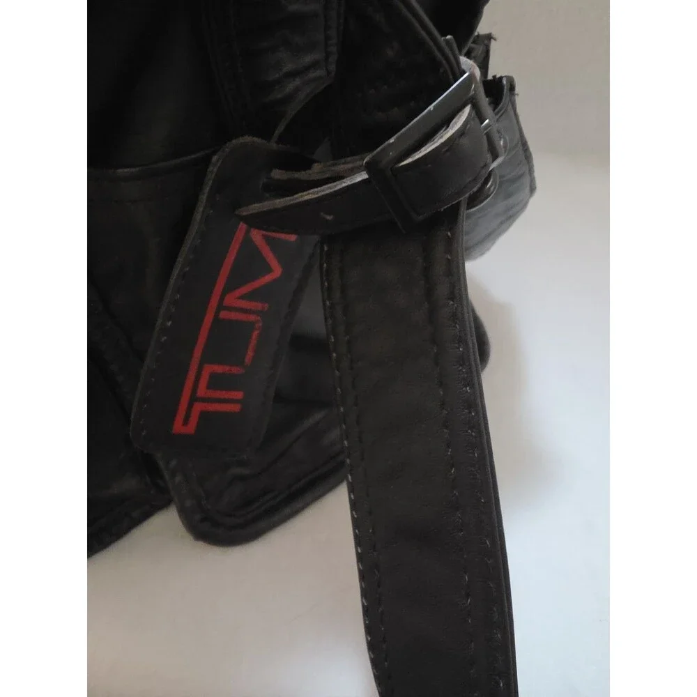 Tumi Black Leather Travel Bag Made in USA Toiletry Camera Utility Case READ